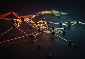 Poster - Abstract Network Visualization Illuminated Nodes Connected by Glowing Lines Futuristic Technology Concept
