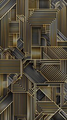 Poster - Abstract Geometric Pattern, Dark Gold Metallic, Modern Art, Creative Design Element, Minimalist Texture
