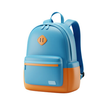 Blue and Orange Backpack 3D Render