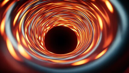 Poster - Swirling 3d neon lights in of abstract background create a mesmerizing vortex hole evoking red image the a black tunnel, video 4k
