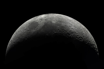 Wall Mural - crescent of a young moon with a large increase. moon, view through a telescope. the moon with crater