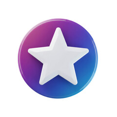 Poster - white 3d star icon on purple blue gradient circle