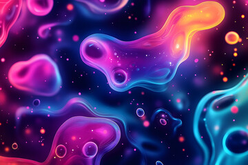 Poster - A vibrant abstract display of fluid shapes in glowing neon colors.