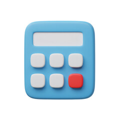 Poster - Blue and Red 3D Calculator Icon on Transparent Background