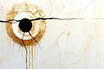 Poster - Abstract Oil Painting with Ancient Spiral Symbol and Cracks
