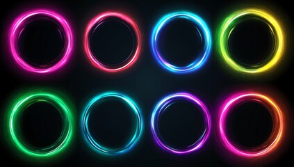Wall Mural - neon circle frames