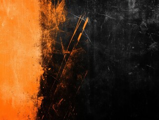 Poster - Abstract Grunge Texture with Vivid Orange and Deep Black Contrast for Dramatic Visual Impact