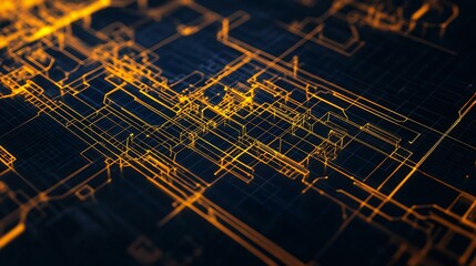 abstract digital circuit background design with glowing lines and nodes, representing technology, in