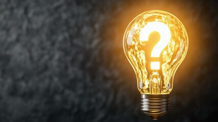 Poster - Glowing Light Bulb with Illuminated Question Mark Symbolizing Ideas and Creativity in Dark Background