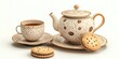 © isolatedgenerativeai - Tea Time Ceramic Set with Cookies