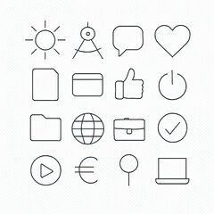 Poster - Digital Icons: A set of meticulously crafted, minimal-style digital icons encompassing various digital elements and tools.