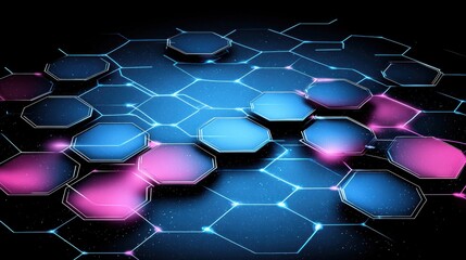 Fototapete - Dynamic hexagonal patterns abstract digital art graphic design futuristic close-up technology concepts