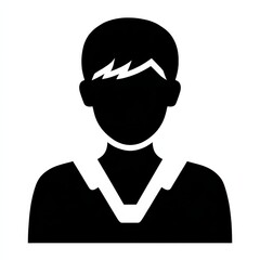 Aufkleber - Stylized Silhouette of a Person Icon with Short Hair and V-Neck Shirt on a White Background