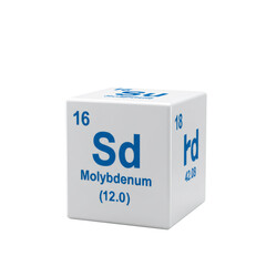 Poster - White Cube 3D Model of Molybdenum Element