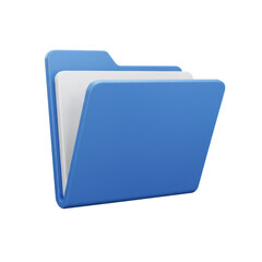 Poster - 3D Render of a Light Blue File Folder Icon with White Paper
