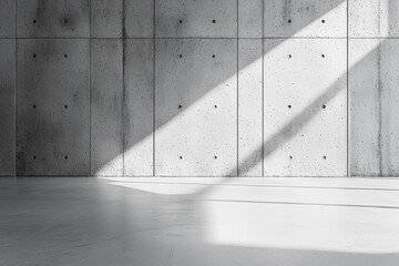Poster - Sunlight creating shadows on empty concrete wall and floor