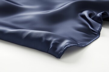 Poster - Elegant navy blue satin fabric with soft folds and luxurious texture creating a smooth surface and gentle shadows for sophisticated design