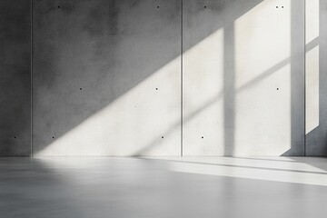 Poster - Sunlight illuminating empty concrete room with window shadow
