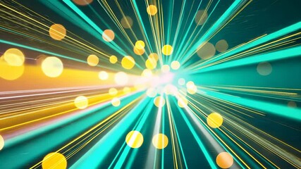 Poster - Wavy blue, purple gradients swirling with luminous particles, soft dynamic digital background featuring generating bokeh illumination video 4k