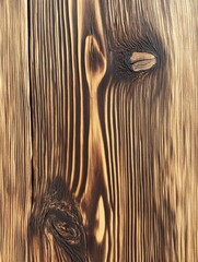 Poster - Charred wood texture with striking grain patterns and natural knots creating a rustic and dramatic backdrop