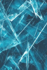 Poster - Abstract icy shards of blue and white creating a frozen fractal pattern cold winter aesthetic background texture
