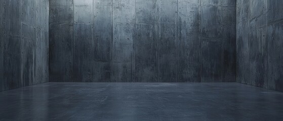 Poster - Eerie Industrial Concrete Room Interior with Smooth Floor Surface and Textured Walls for Mockup or Backgrounds
