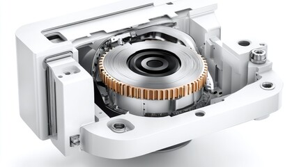 Poster - Cross-section of high-torque gear assembly inside heavy-duty industrial gearbox