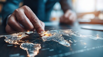 Poster - Global Business Expansion Concept with World Map Visualization