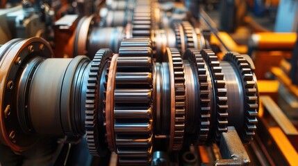 Poster - Heavy-duty industrial machinery operating in a factory setting with gears and metal components