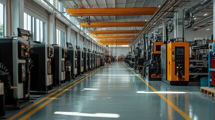 Poster - High-power industrial compressors lined up in a climate-controlled production room