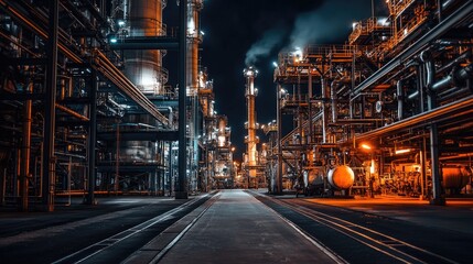 Poster - High-tech chemical equipment with precise monitoring systems and valves in a factory