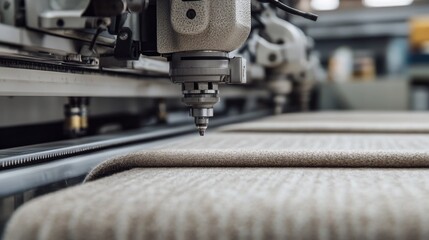 Poster - Laser cutting machine shaping synthetic textiles with precision