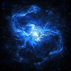 ethereal cosmic nebula with swirling blue gas and bright starlight in the vast expanse of deep space
