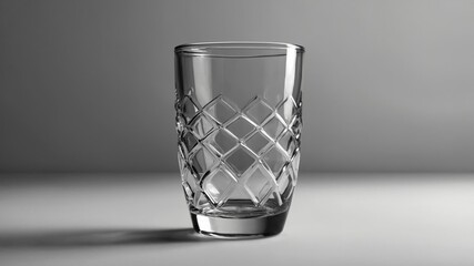 Poster - Elegant crystal glass with geometric pattern on a light background showcasing craftsmanship and design aesthetics
