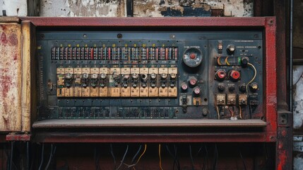 Poster - PLC control panel wired to complex automation system in electrical cabinet