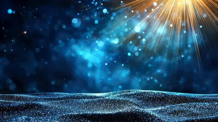 Poster - Pastel colored abstract dark flowing waves gently abstract with particles sparkling background, creating a mesmerizing and elegant visual video 4k