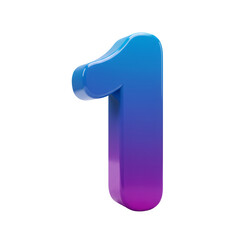 Poster - 3D Render of Number One with Blue Purple Gradient