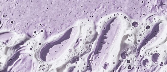 Poster - Abstract lavender foam texture background showcasing delicate bubbles and creamy swirls in a spa like aesthetic for beauty and wellness concepts