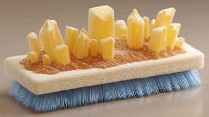 Poster - Abstract Concept of a Brush with Yellow Crystals on a Soft Surface for Artistic Purposes