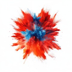 Poster - Vibrant explosion of red and blue powder paint against a clean white background dynamic energy abstract art creative shot studio photography