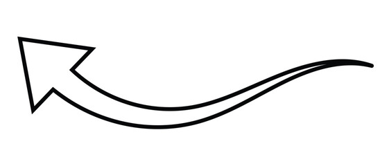 Poster - Long arrow icon vector. Long curve line arrow icon vector, silhouette,  arrow on a white background. vector illustration. 
