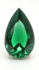 Poster - Elegant emerald gem with captivating facets on a clean white background for jewelry design projects
