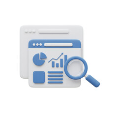 Poster - 3D Render of Website Data Analysis with Magnifying Glass