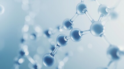 Poster - Molecular structure visualization with blue scientific background, 3D rendering of nanotechnology and biochemistry research. Abstract medical concept for data analysis, cellular study or genetic engin