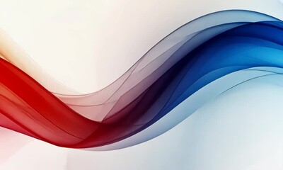 Poster - Dynamic abstract flowing wave in red and blue, symbolizing energy, motion, and modern design