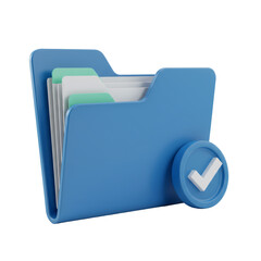 Poster - Blue 3D Rendered Folder Icon with Check Mark