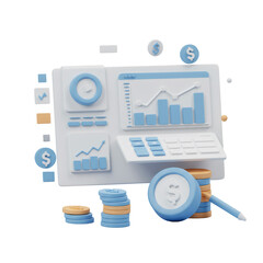 Poster - 3D Render of Financial Data Analytics Dashboard
