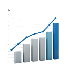 Poster - 3D Bar And Line Graph Showing Business Growth