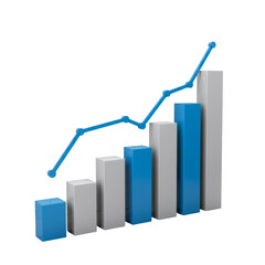 Poster - 3D Bar and Line Graph Showing Business Growth