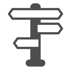 Poster - Road pole with direction planks solid icon, eco tourism concept. Vector graphics. Wooden pillar, wayfinding sign on white background, glyph style icon for mobile or web design.